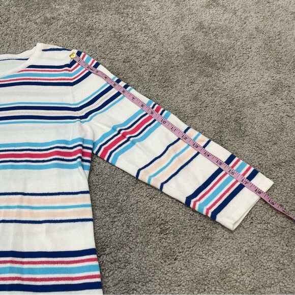 Talbots Nautical Striped Ruffle Hem Sweater Size M - Picture 9 of 10